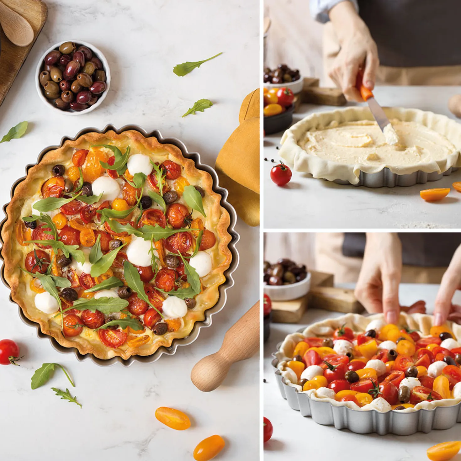 Moule à tarte avec fond amovible en métal anti adhésif 30 cm