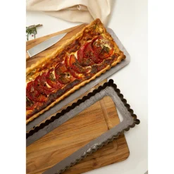 Moule à tarte rectangulaire en métal anti-adhérent 5/6 parts