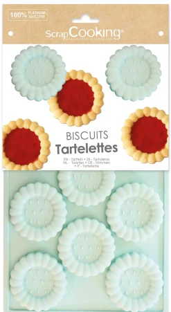 Moule silicone 11 biscuits tartelettes rondes - Scrapcooking