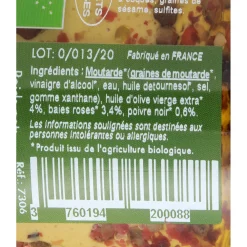 Moutarde Bio Baies roses poivre noir 130 gr - Savor et Sens