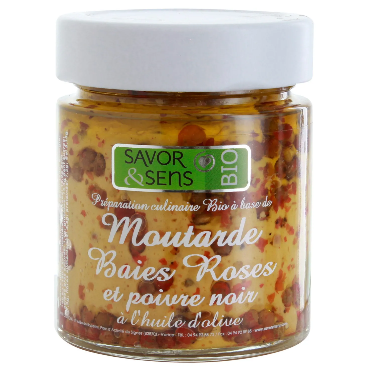 Moutarde Bio Baies roses poivre noir 130 gr - Savor et Sens