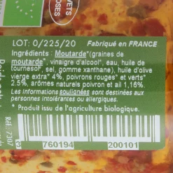 Moutarde Bio Poivrons pointe ail 130 gr - Savor et Sens