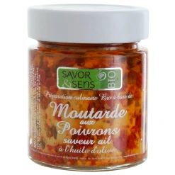 Moutarde Bio Poivrons pointe ail 130 gr - Savor et Sens