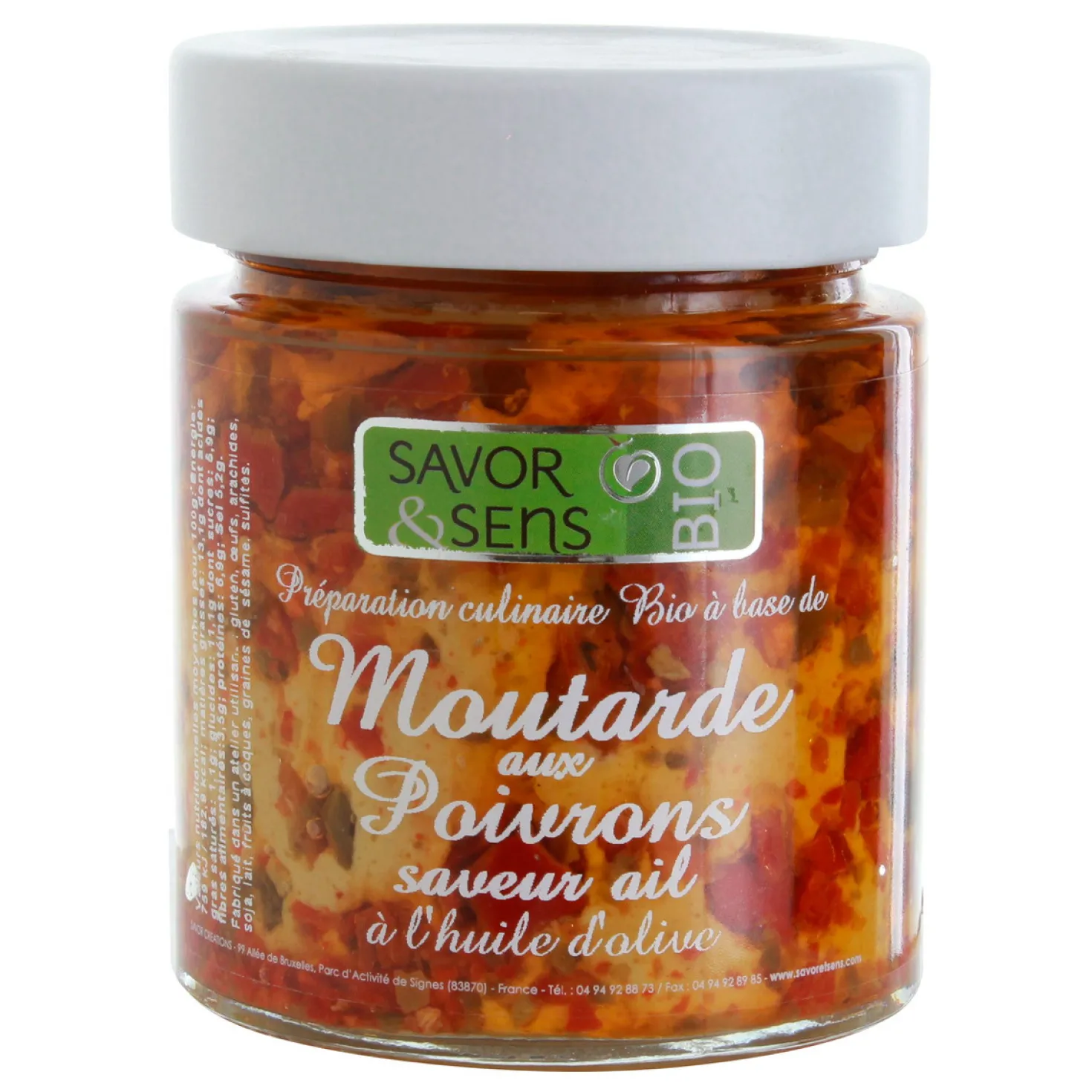 Moutarde Bio Poivrons pointe ail 130 gr - Savor et Sens