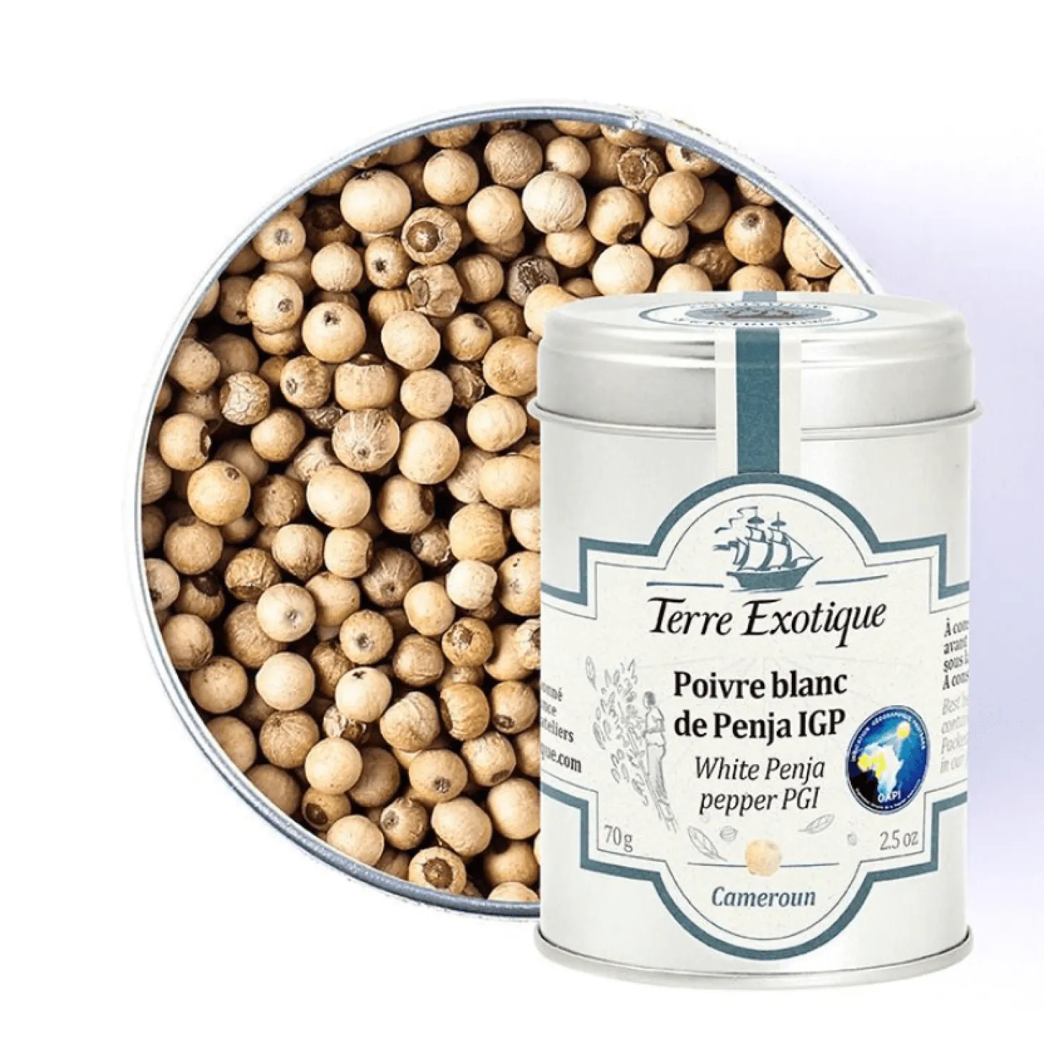 Poivre blanc du Penja 70gr - Terre Exotique