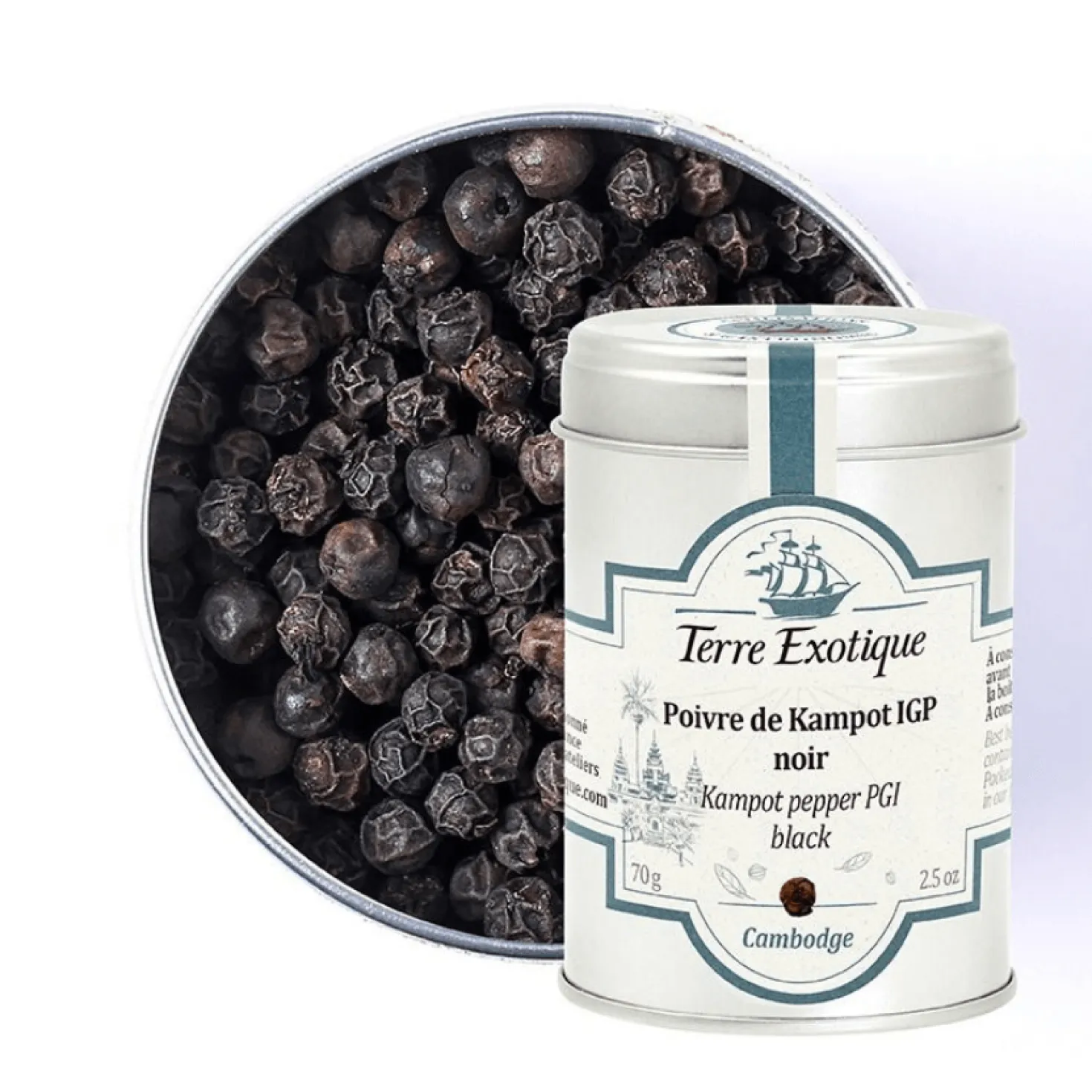 Poivre noir de Kampot IGP 70 g - Terre Exotique