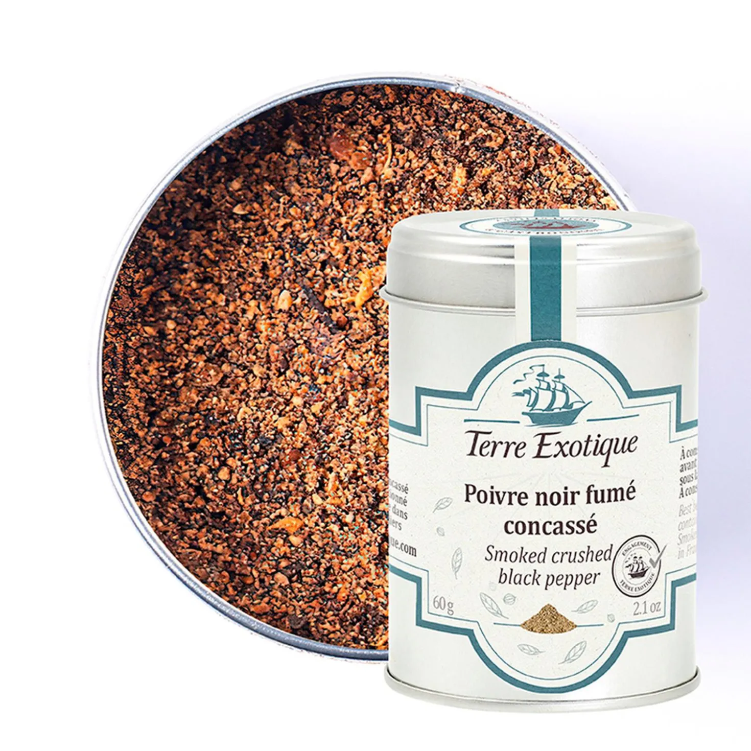 Poivre noir fumé concassé 60 gr - Terre Exotique