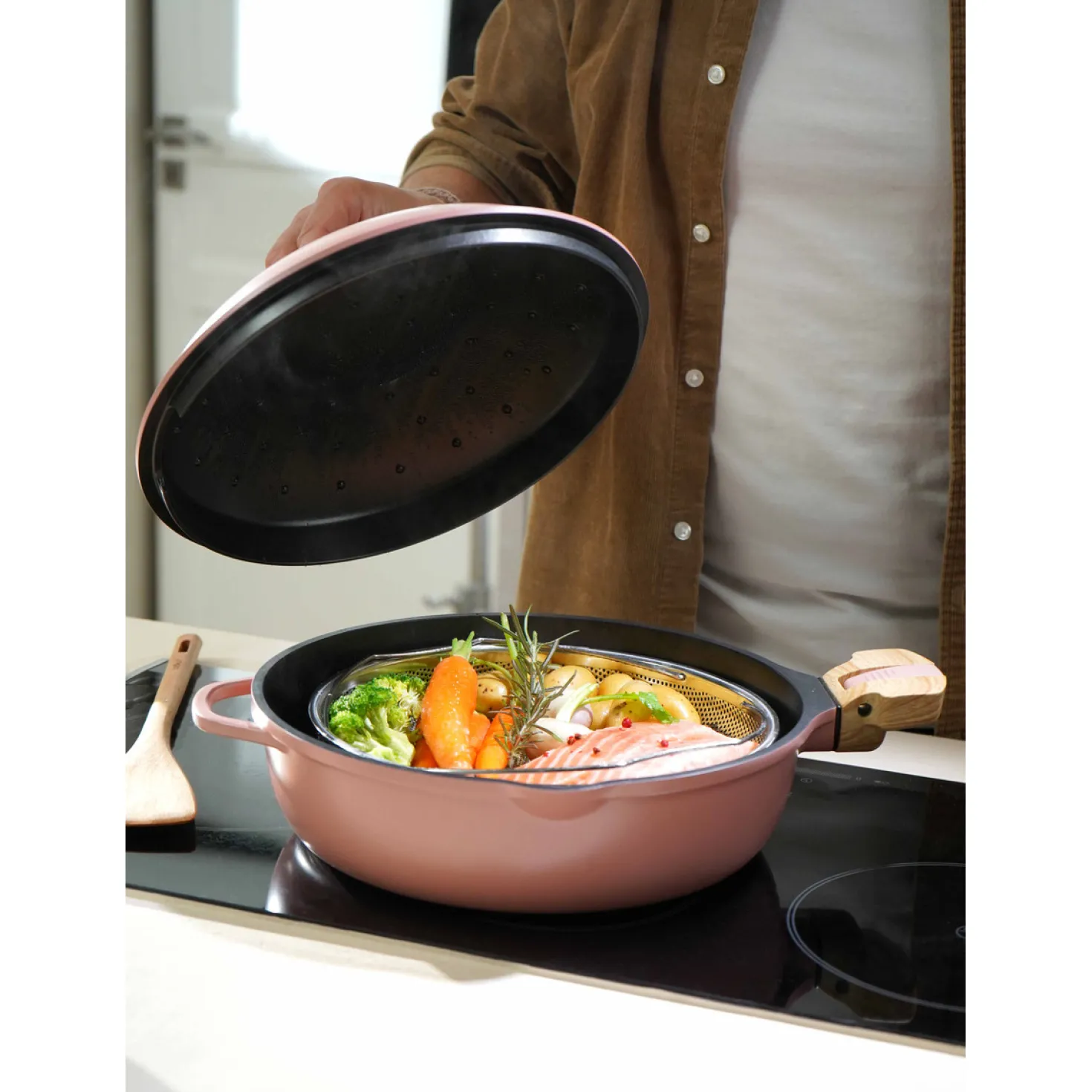 Poêle 8 en 1 La Fabuleuse 28 cm Pivoine sans PFAS - Cookut