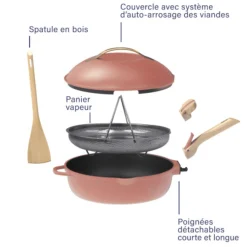 Poêle 8 en 1 La Fabuleuse 24 cm Pivoine sans PFAS - Cookut