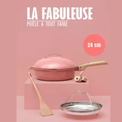 Poêle 8 en 1 La Fabuleuse 24 cm Pivoine sans PFAS - Cookut