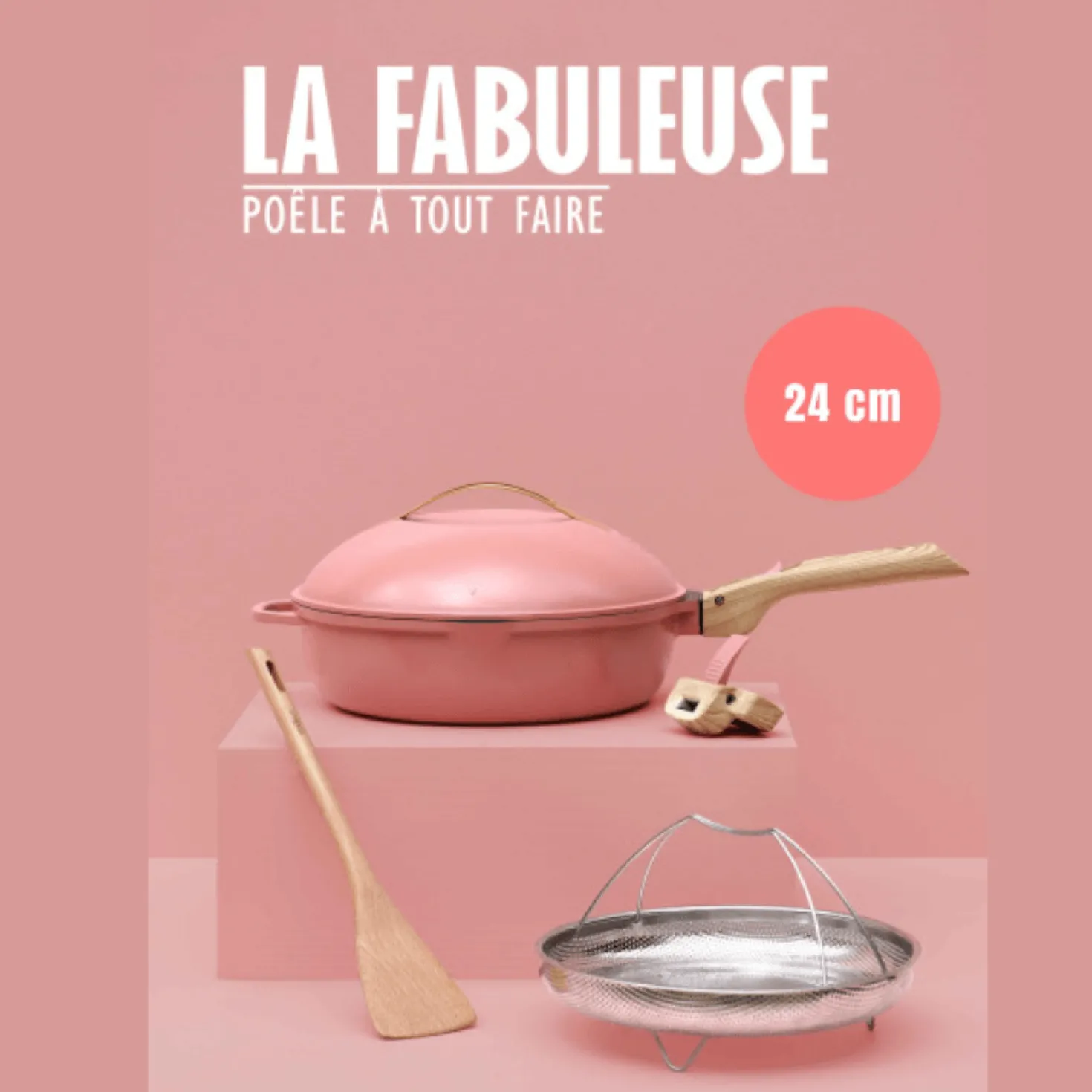Poêle 8 en 1 La Fabuleuse 24 cm Pivoine sans PFAS - Cookut