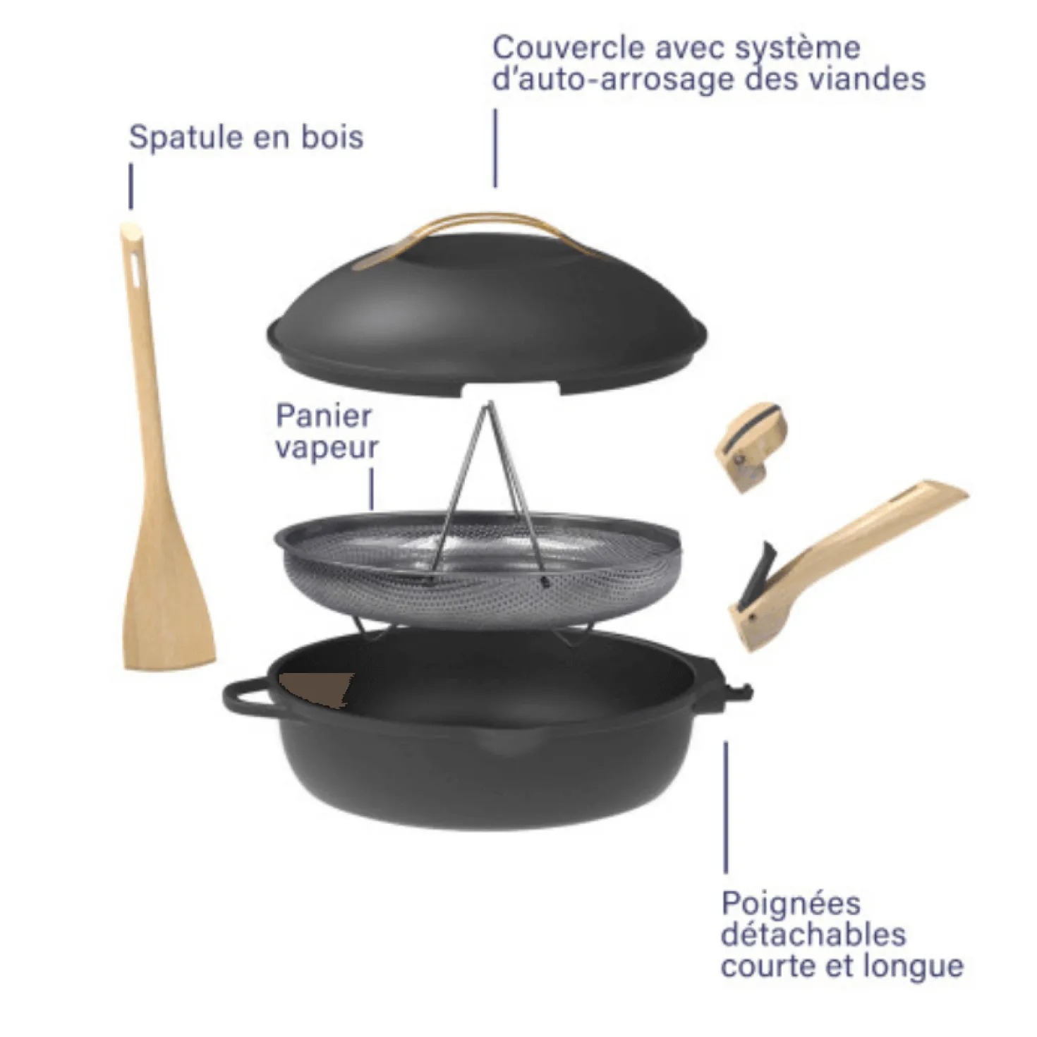 Poêle 8 en 1 La Fabuleuse 28 cm Météore sans PFAS - Cookut