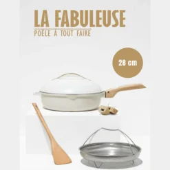 Poêle 8 en 1 La Fabuleuse 28 cm Meringue ss PFAS - Cookut