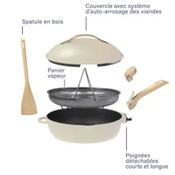Poêle 8 en 1 La Fabuleuse 28 cm Meringue ss PFAS - Cookut