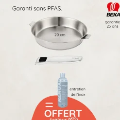 Poêle inox 20 cm avec poignée + produit d'entretien offert
