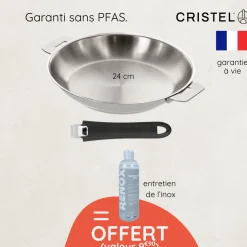 Poêle inox amovible Mutine 24cm + produit d'entretien offert