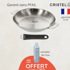 Poêle inox amovible Mutine 28cm + produit d'entretien offert