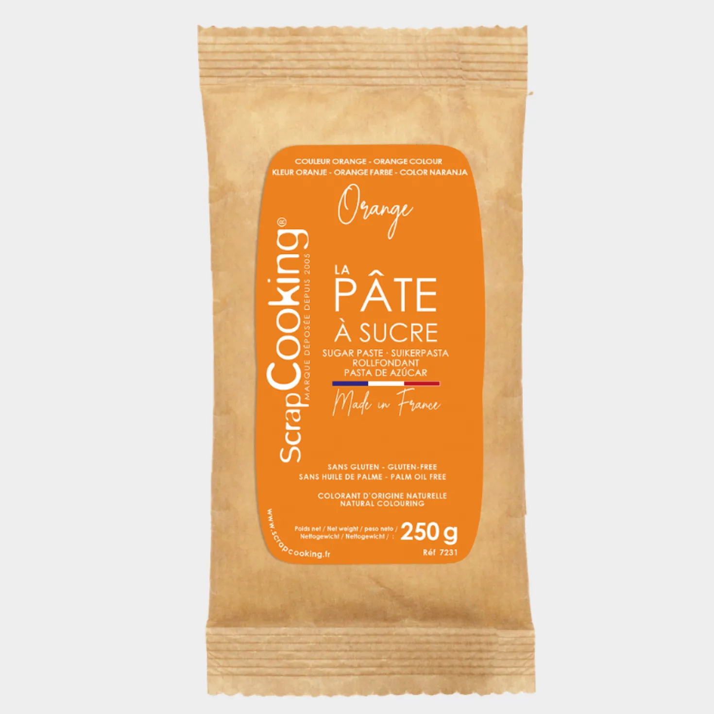 Pâte à sucre orange 250 gr - Scrapcooking