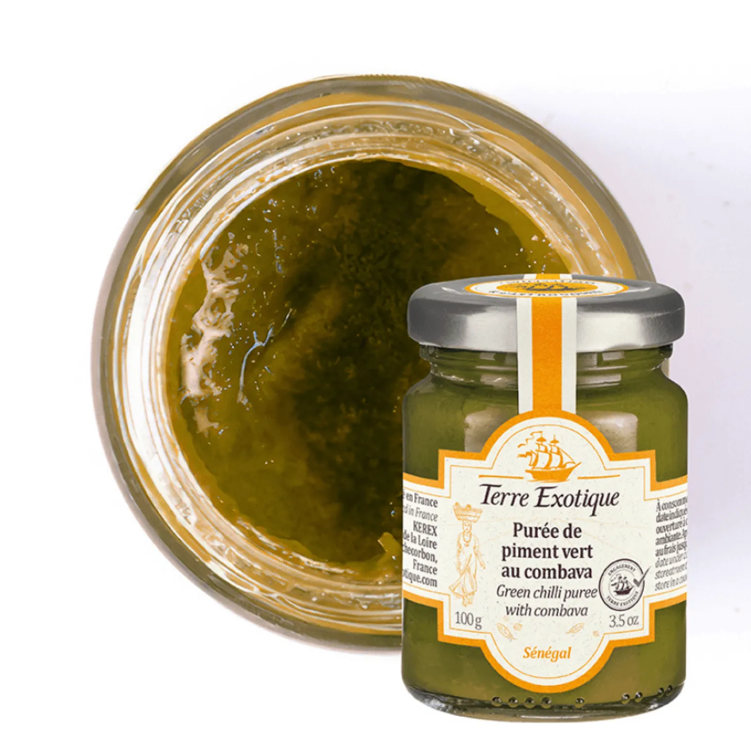 Purée de piment vert au combava 100 g - Terre Exotique