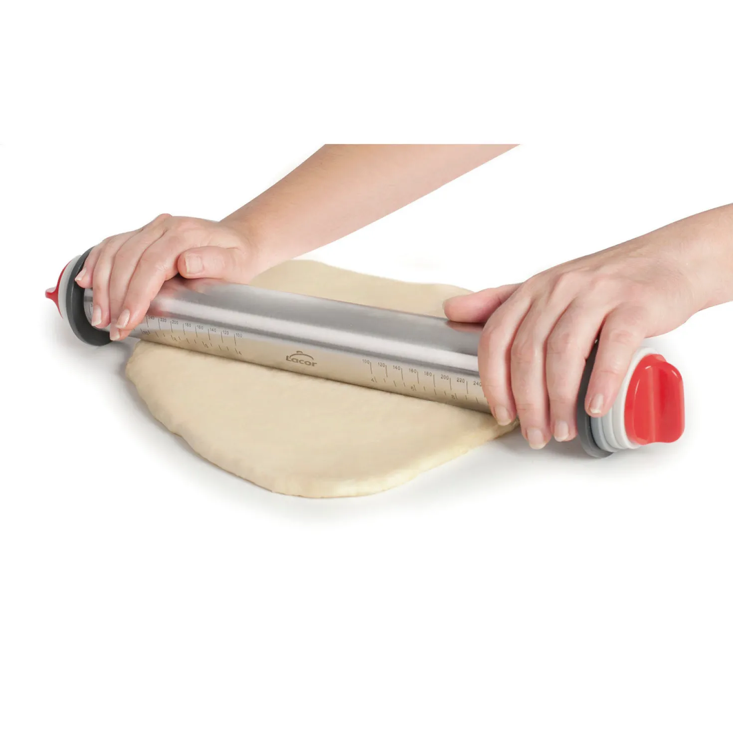Rouleau à pâtisserie en inox réglable avec 8 anneaux 34 cm