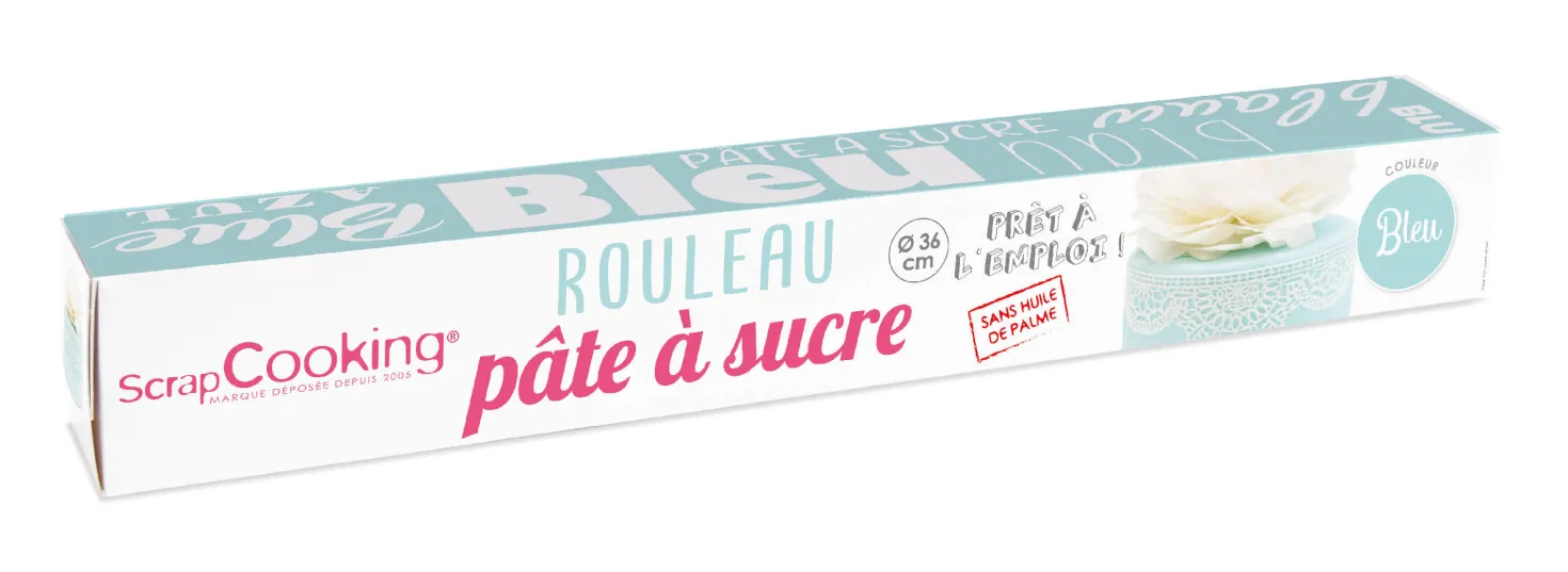 Rouleau de pâte à sucre bleu ciel 36 cm 430 gr - Scrapcooki