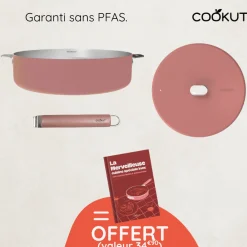 Sauteuse inox La Merveilleuse 28 cm guimauve + livre offert
