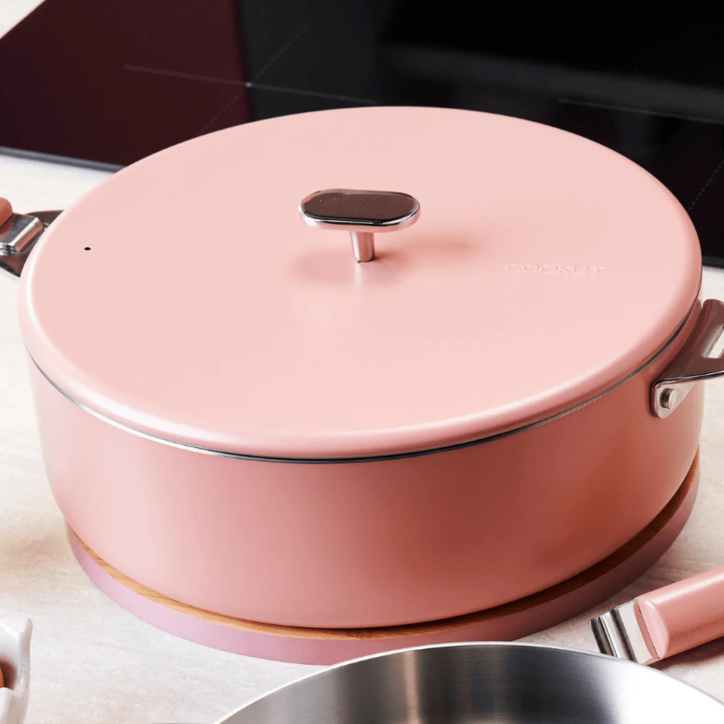 Sauteuse inox La Merveilleuse 28 cm guimauve + livre offert