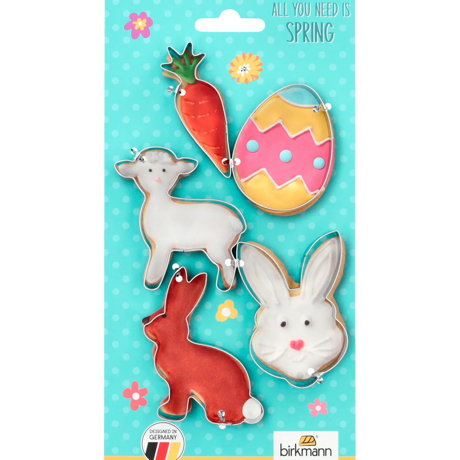 Set de 5 emporte-pièces en inox Pâques : carotte. tête de la