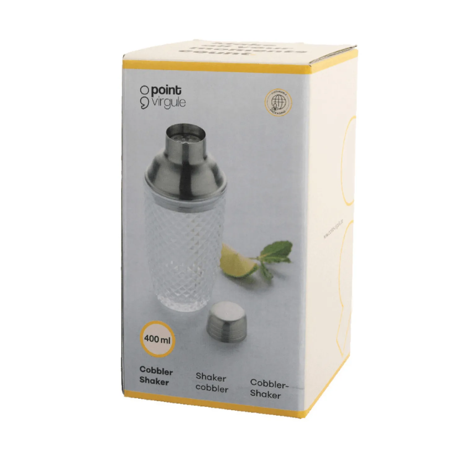 Shaker en verre et acier inoxydable 400ml - Point Virgule