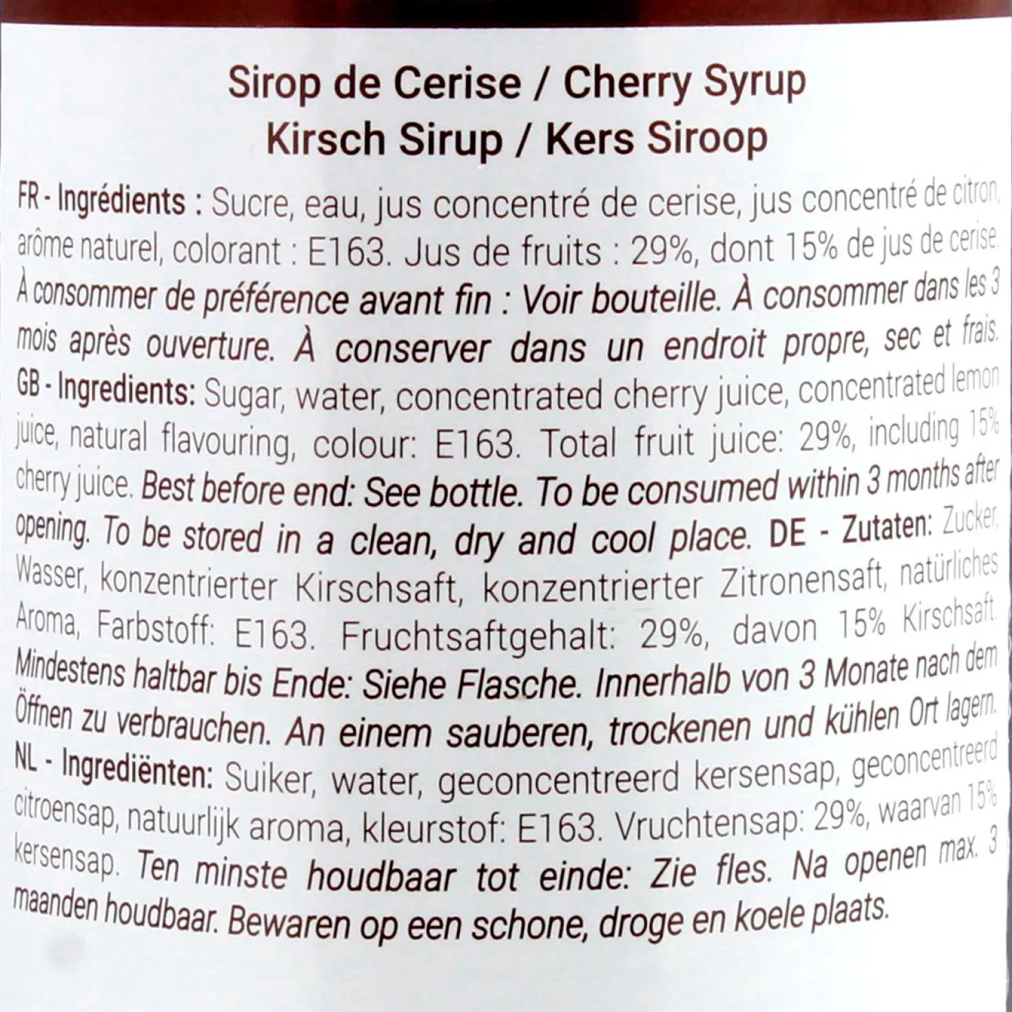 Sirop Cerise 70 cl - Monin