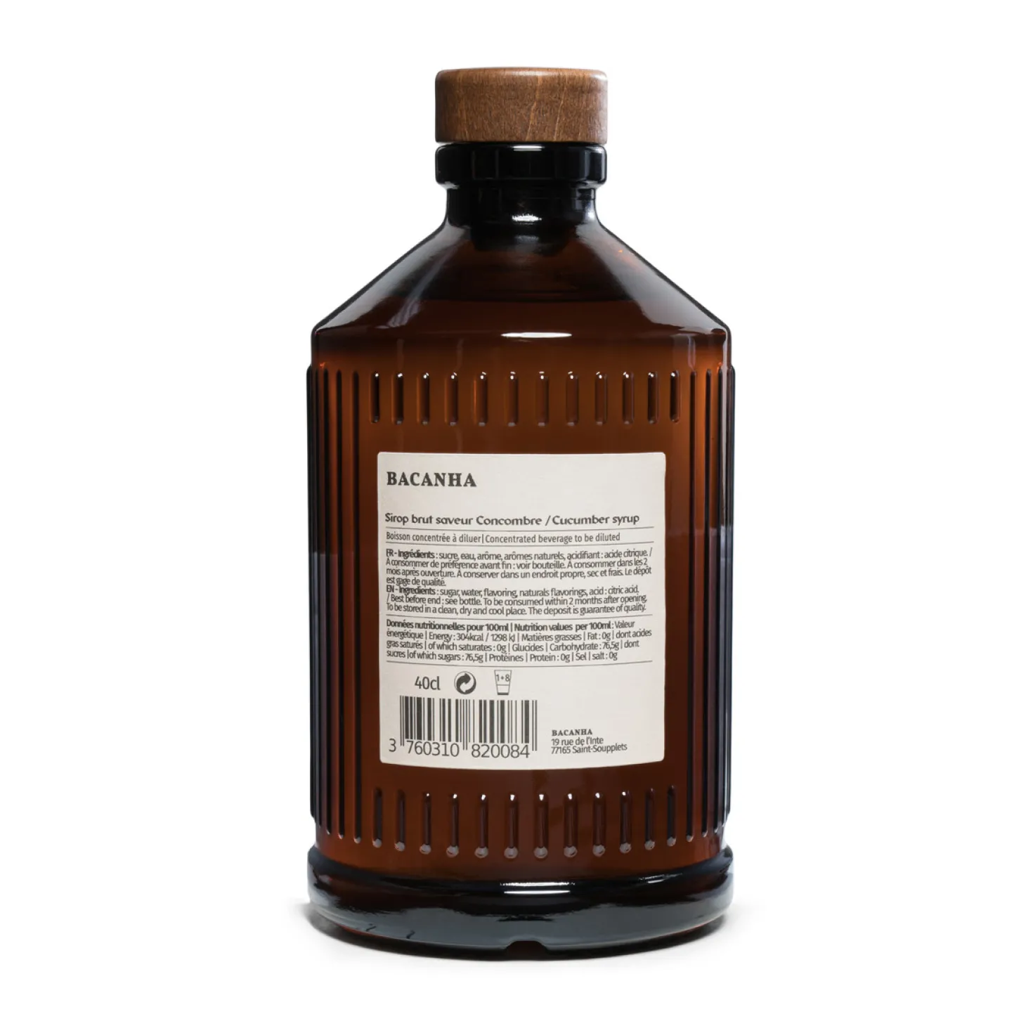 Sirop Concombre bio 400 ml Brut - Bacanha