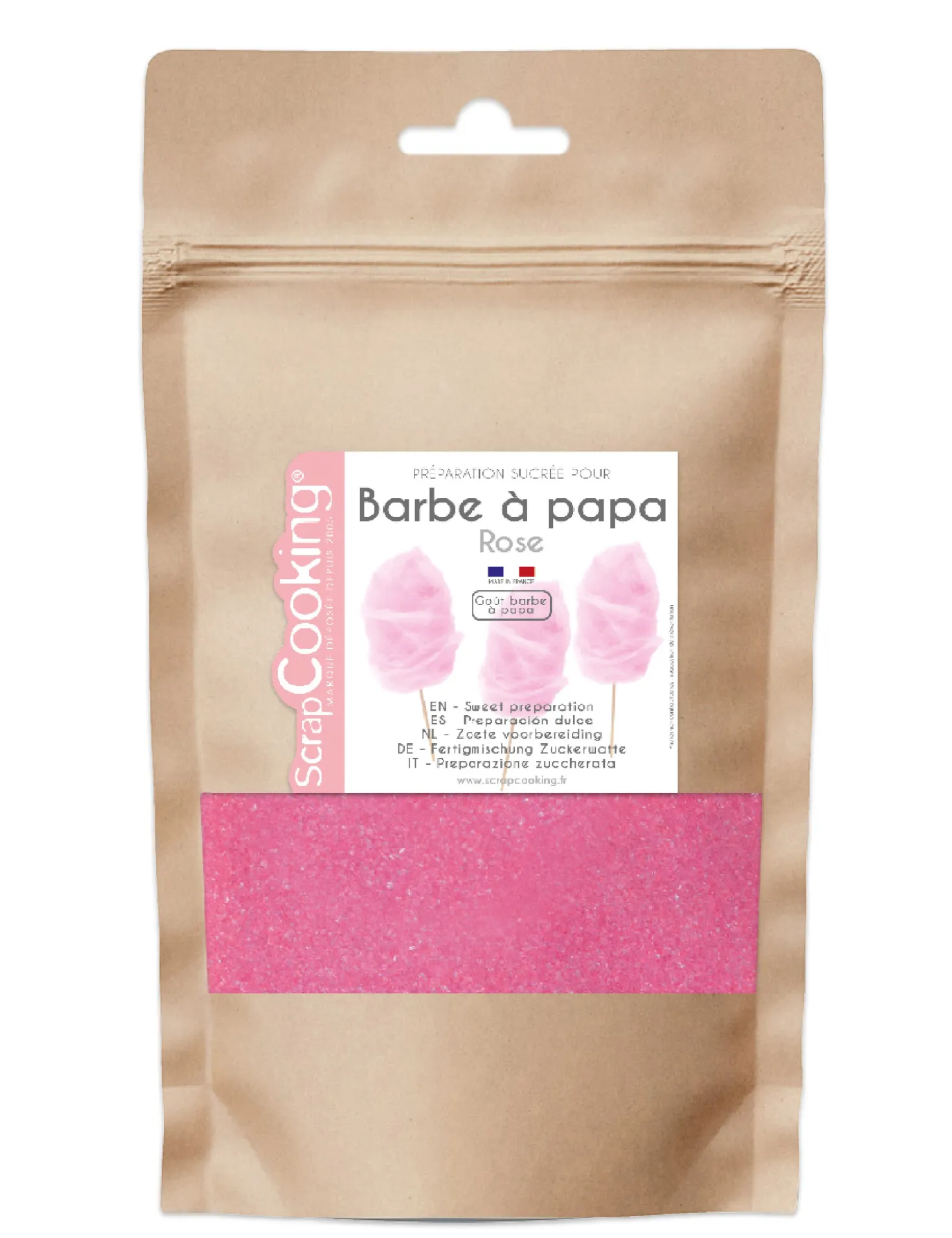 Sucre Barbe à papa 160 gr rose - Scrapcooking