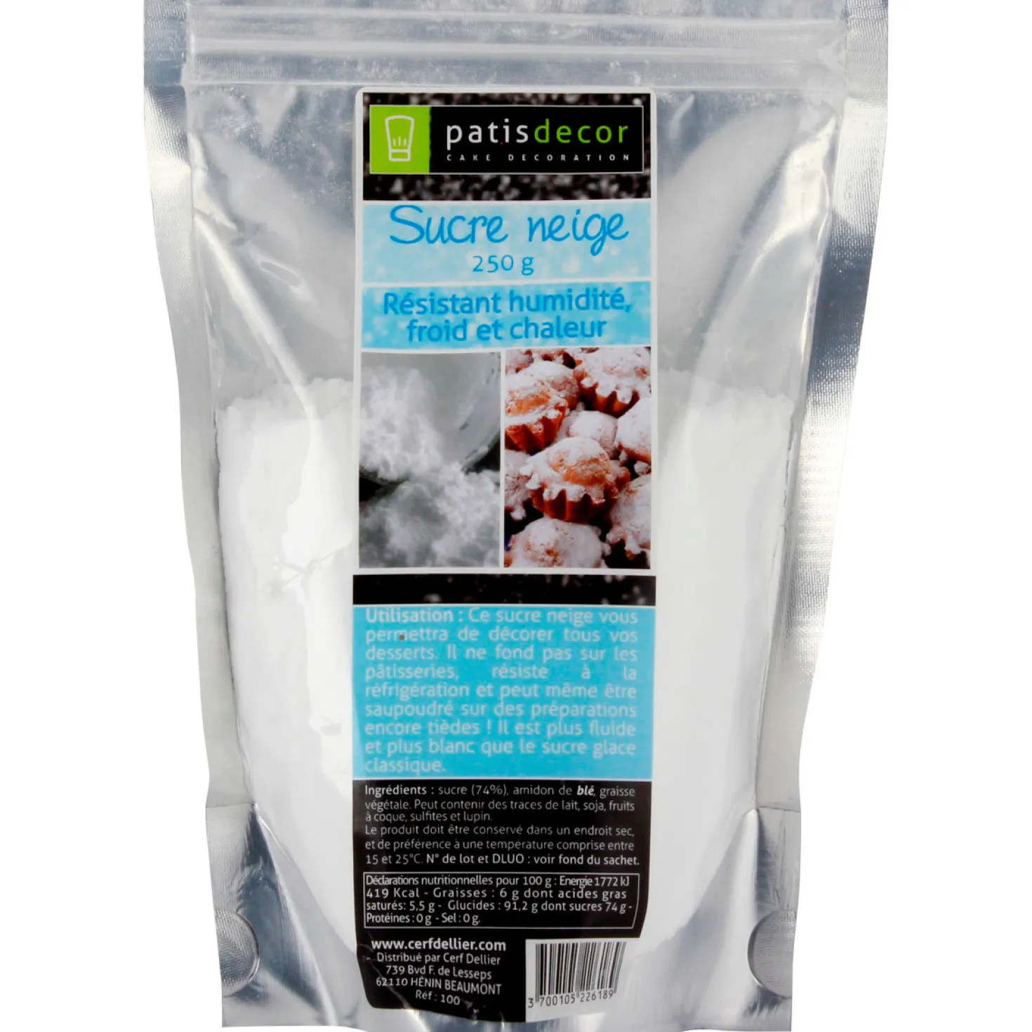 Sucre décor neige 250 gr - Patisdécor