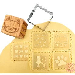 Tampon et découpoir pour biscuit chat- Scrapcooking