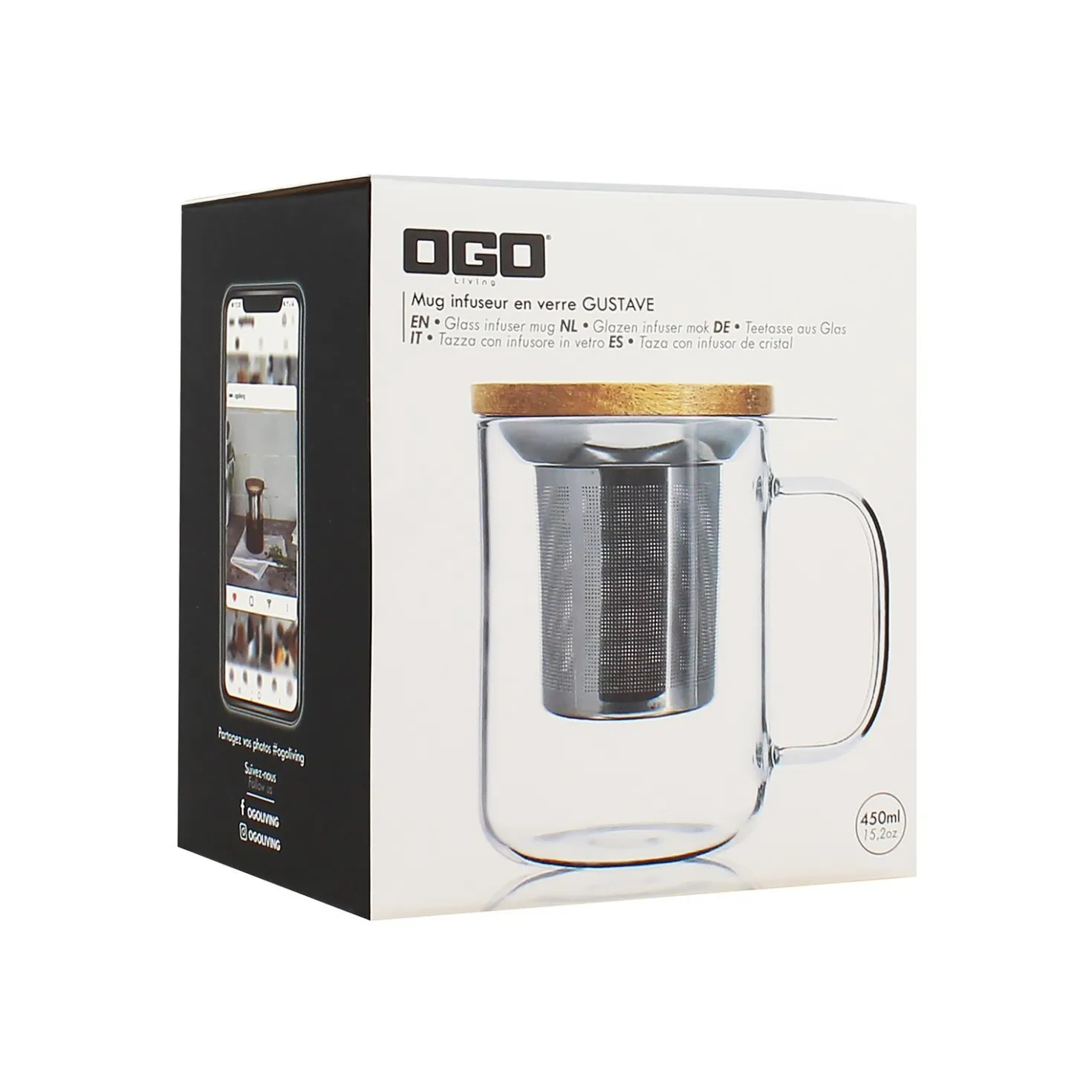 Tisanière en verre 450 ml Gustave - Ogo Living