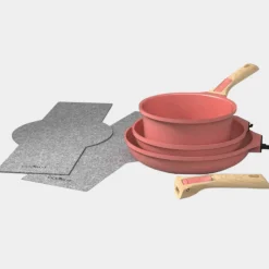 Trio poêles et casserole amovibles rose guimauve - Cookut