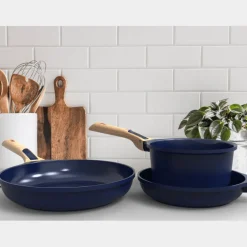 Trio poêles et casserole amovibles bleu myrtille - Cookut