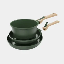 Trio poêles et casserole amovibles vert fougère - Cookut