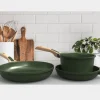 Trio poêles et casserole amovibles vert fougère - Cookut