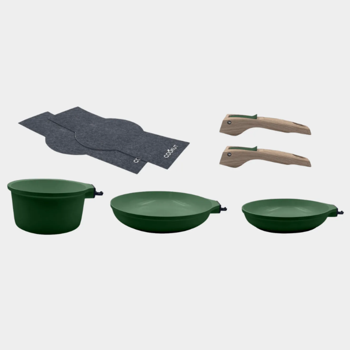 Trio poêles et casserole amovibles vert fougère - Cookut